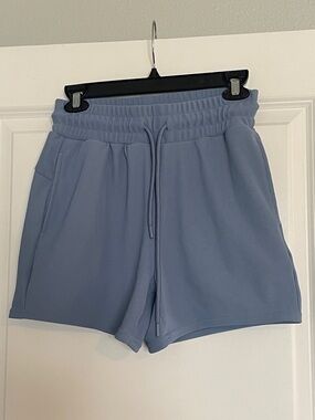 Move Theology High-Waist Athletic Drawstring Shorts - Dusty Blue M